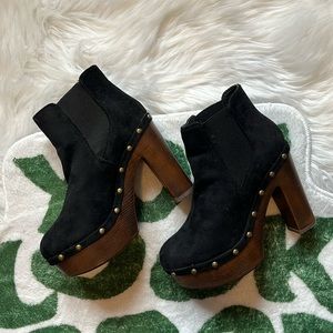 Black Suedette Platform Booties